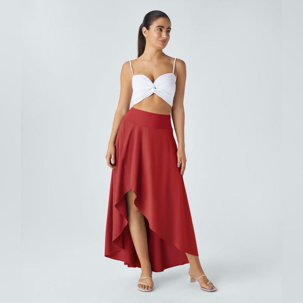 Halara Breezeful™ High Waisted High Low Ruffle 2-in-1 Flowy Skirt- Size Large
